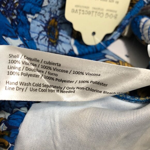 B•O•G Collective Floral Puff Sleeve Crop Top Medium Blue & Yellow NWT - Picture 3 of 8